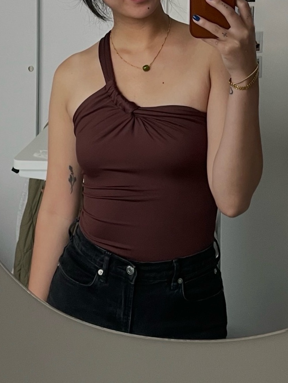 Abercrombie & Fitch Brown One-Shoulder Knot Tank Top - Picture 3 of 3